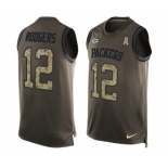 Men's Green Bay Packers #12 Aaron Rodgers Limited Green Salute to Service Tank Top Football Jersey