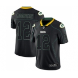 Men's Green Bay Packers #12 Aaron Rodgers Limited Lights Out Black Rush Football Jersey