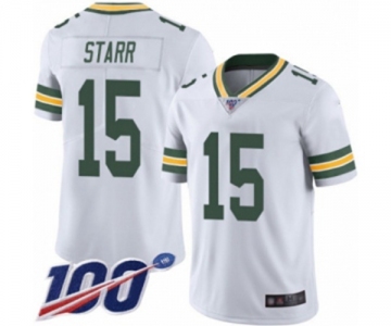 Men's Green Bay Packers #15 Bart Starr White Vapor Untouchable Limited Player 100th Season Football Jersey