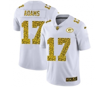 Men's Green Bay Packers #17 Davante Adams Flocked Leopard Print Vapor Limited Football Jersey White