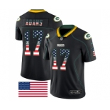 Men's Green Bay Packers #17 Davante Adams Limited Black Rush USA Flag Football Jersey