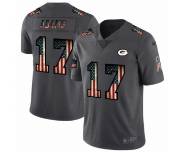 Men's Green Bay Packers #17 Davante Adams Limited Black USA Flag 2019 Salute To Service Football Jersey