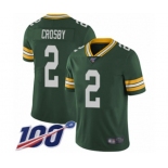 Men's Green Bay Packers #2 Mason Crosby Green Team Color Vapor Untouchable Limited Player 100th Season Football Jersey