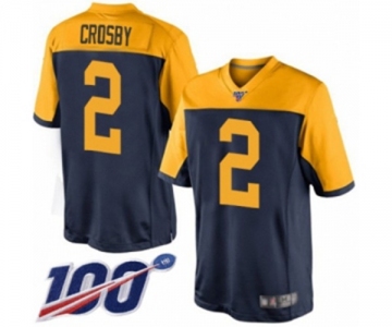 Men's Green Bay Packers #2 Mason Crosby Limited Navy Blue Alternate 100th Season Football Jersey