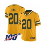 Men's Green Bay Packers #20 Kevin King Limited Gold Inverted Legend 100th Season Football Jersey