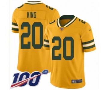 Men's Green Bay Packers #20 Kevin King Limited Gold Inverted Legend 100th Season Football Jersey