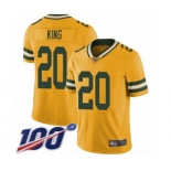 Men's Green Bay Packers #20 Kevin King Limited Gold Rush Vapor Untouchable 100th Season Football Jersey