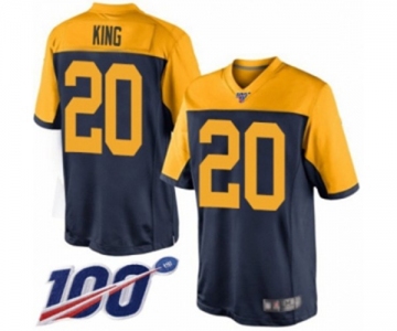 Men's Green Bay Packers #20 Kevin King Limited Navy Blue Alternate 100th Season Football Jersey