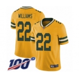 Men's Green Bay Packers #22 Dexter Williams Limited Gold Rush Vapor Untouchable 100th Season Football Jersey