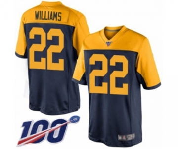 Men's Green Bay Packers #22 Dexter Williams Limited Navy Blue Alternate 100th Season Football Jersey