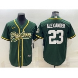 Men's Green Bay Packers #23 Jaire Alexander Green With Patch Cool Base Stitched Baseball Jersey