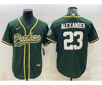 Men's Green Bay Packers #23 Jaire Alexander Green With Patch Cool Base Stitched Baseball Jersey