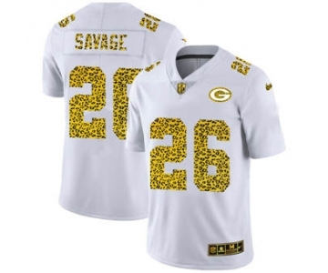 Men's Green Bay Packers #26 Darnell Savage Jr. Flocked Leopard Print Vapor Limited Football Jersey White