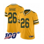 Men's Green Bay Packers #26 Darnell Savage Jr. Limited Gold Inverted Legend 100th Season Football Jersey