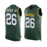 Men's Green Bay Packers #26 Darnell Savage Jr. Limited Green Player Name & Number Tank Top Football Jersey