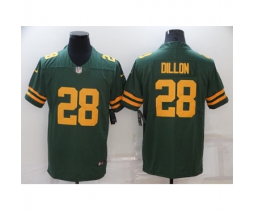 Men's Green Bay Packers #28 AJ Dillon Green Yellow Team Color Vapor Untouchable Limited Jersey