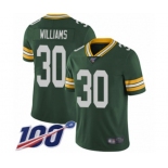 Men's Green Bay Packers #30 Jamaal Williams Green Team Color Vapor Untouchable Limited Player 100th Season Football Jersey