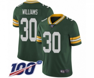 Men's Green Bay Packers #30 Jamaal Williams Green Team Color Vapor Untouchable Limited Player 100th Season Football Jersey