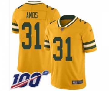 Men's Green Bay Packers #31 Adrian Amos Limited Gold Inverted Legend 100th Season Football Jersey