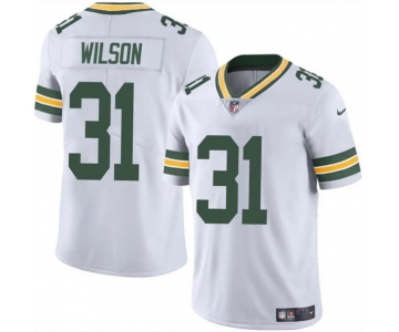 Men's Green Bay Packers #31 Emanuel Wilson White Vapor Limited Football Stitched Jersey