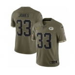 Men's Green Bay Packers #33 Aaron Jones 2022 Olive Salute To Service Limited Stitched Jersey