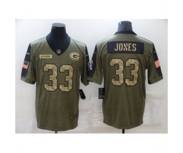 Men's Green Bay Packers #33 Aaron Jones Camo 2021 Salute To Service Limited Player Jersey