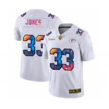 Men's Green Bay Packers #33 Aaron Jones White Multi-Color 2020 Football Crucial Catch Limited Football Jersey