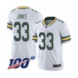 Men's Green Bay Packers #33 Aaron Jones White Vapor Untouchable Limited Player 100th Season Football Jersey