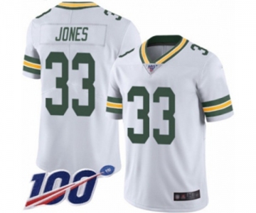 Men's Green Bay Packers #33 Aaron Jones White Vapor Untouchable Limited Player 100th Season Football Jersey