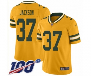 Men's Green Bay Packers #37 Josh Jackson Limited Gold Inverted Legend 100th Season Football Jersey