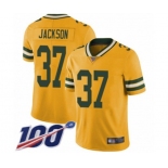 Men's Green Bay Packers #37 Josh Jackson Limited Gold Rush Vapor Untouchable 100th Season Football Jersey