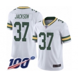 Men's Green Bay Packers #37 Josh Jackson White Vapor Untouchable Limited Player 100th Season Football Jersey