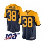 Men's Green Bay Packers #38 Tramon Williams Limited Navy Blue Alternate 100th Season Football Jersey