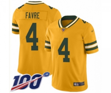 Men's Green Bay Packers #4 Brett Favre Limited Gold Inverted Legend 100th Season Football Jersey