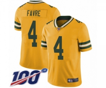 Men's Green Bay Packers #4 Brett Favre Limited Gold Rush Vapor Untouchable 100th Season Football Jersey