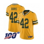 Men's Green Bay Packers #42 Oren Burks Limited Gold Rush Vapor Untouchable 100th Season Football Jersey