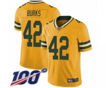 Men's Green Bay Packers #42 Oren Burks Limited Gold Rush Vapor Untouchable 100th Season Football Jersey