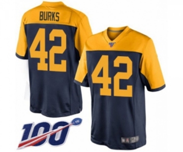 Men's Green Bay Packers #42 Oren Burks Limited Navy Blue Alternate 100th Season Football Jersey