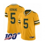 Men's Green Bay Packers #5 Paul Hornung Limited Gold Inverted Legend 100th Season Football Jersey