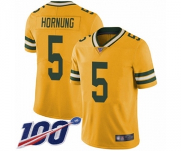 Men's Green Bay Packers #5 Paul Hornung Limited Gold Rush Vapor Untouchable 100th Season Football Jersey