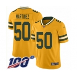 Men's Green Bay Packers #50 Blake Martinez Limited Gold Inverted Legend 100th Season Football Jersey