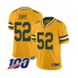 Men's Green Bay Packers #52 Rashan Gary Limited Gold Inverted Legend 100th Season Football Jersey