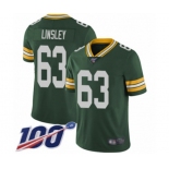 Men's Green Bay Packers #63 Corey Linsley Green Team Color Vapor Untouchable Limited Player 100th Season Football Jersey