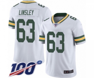 Men's Green Bay Packers #63 Corey Linsley White Vapor Untouchable Limited Player 100th Season Football Jersey