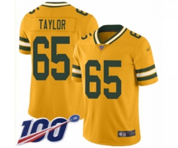 Men's Green Bay Packers #65 Lane Taylor Limited Gold Inverted Legend 100th Season Football Jersey