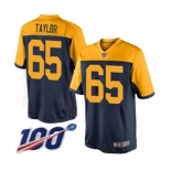 Men's Green Bay Packers #65 Lane Taylor Limited Navy Blue Alternate 100th Season Football Jersey