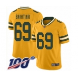 Men's Green Bay Packers #69 David Bakhtiari Limited Gold Inverted Legend 100th Season Football Jersey