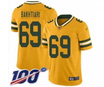 Men's Green Bay Packers #69 David Bakhtiari Limited Gold Inverted Legend 100th Season Football Jersey