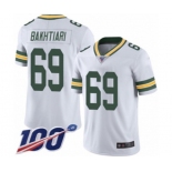 Men's Green Bay Packers #69 David Bakhtiari White Vapor Untouchable Limited Player 100th Season Football Jersey