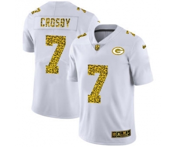 Men's Green Bay Packers #7 Mason Crosby Flocked Leopard Print Vapor Limited Football Jersey White